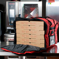 Rubbermaid FG9F3900RED ProServe Large Red Insulated Nylon Delivery Pizza Bag - 19 3/4 inch x 19 3/4 inch x 13 inch