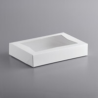 Baker's Mark 12 inch x 8 inch x 2 1/4 inch White Auto-Popup Window Donut / Bakery Box - 10/Pack