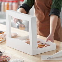 Baker's Mark 16 inch x 12 inch x 2 1/4 inch White Auto-Popup Window Donut / Bakery Box - 10/Pack