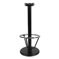 Lancaster Table & Seating 17 inch Round Black 3 inch Bar Height Column Cast Iron Table Base with 16 inch Foot Rest