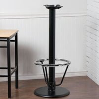 Lancaster Table & Seating Cast Iron 17 inch Round Black 3 inch Bar Height Column Table Base with 16 inch Foot Rest