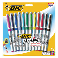 Bic GPMUP12ASST Marking Assorted Color Ultra-Fine Tip Permanent Marker - 12/Set