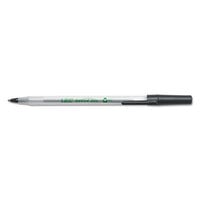 Bic GSME509BK Ecolutions Round Stic Black Ink with Clear Barrel 1mm Medium Point Ballpoint Stick Pen - 50/Pack