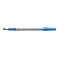 Bic GSFG11BE Round Stic Grip Xtra Comfort Blue Ink with Translucent Barrel 0.8mm Fine Ballpoint Stick Pen - 12/Pack