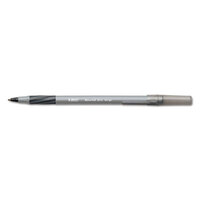 Bic GSFG11BK Round Stic Grip Xtra Comfort Black Ink with Translucent Barrel 0.8mm Fine Ballpoint Stick Pen - 12/Pack