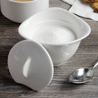 Villeroy & Boch 16-3293-0930 Dune 5.5 oz. White Porcelain Sugar Bowl with Cover - 6/Case