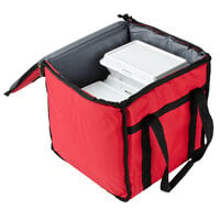 San Jamar FC1212-RD 12 inch x 12 inch x 12 inch Red Insulated Nylon Food Delivery Bag
