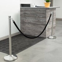Lancaster Table & Seating 40 inch Silver Rope-Style Crowd Control / Guidance Stanchion Set with 8' Black Rope