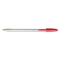 Bic MS11RD Red Medium Point 1mm Cristal Xtra Smooth Ballpoint Stick Pen - 12/Pack
