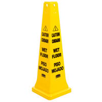 Rubbermaid FG627677YEL 36" Yellow Bilingual Wet Floor Cone-Shaped Sign - "Caution Wet Floor"