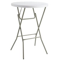 Lancaster Table & Seating 32 inch Round Granite White Heavy-Duty Blow Molded Bar Height Plastic Folding Table
