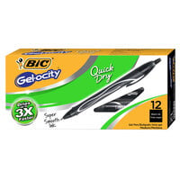 Bic RGLCG11BK Gel-ocity Quick Dry Black Ink with Black Barrel 0.7mm Retractable Gel Pen - 12/Pack