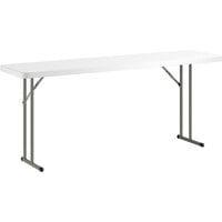 Lancaster Table & Seating 18 inch x 72 inch Granite White Heavy-Duty Blow Molded Plastic Folding Table