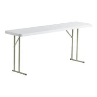 Lancaster Table & Seating 18 inch x 72 inch Granite White Heavy-Duty Blow Molded Plastic Folding Table with Sage Gray Legs