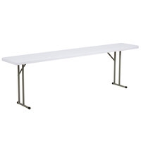 Lancaster Table & Seating 18 inch x 96 inch Granite White Heavy-Duty Blow Molded Plastic Folding Table