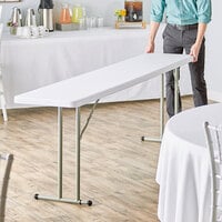Lancaster Table & Seating 18 inch x 96 inch Granite White Heavy-Duty Blow Molded Plastic Folding Table