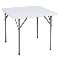 Lancaster Table & Seating 34 inch Square Granite White Heavy-Duty Blow Molded Plastic Folding Table