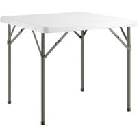 Lancaster Table & Seating 34" Square Granite White Heavy-Duty Blow Molded Plastic Folding Table