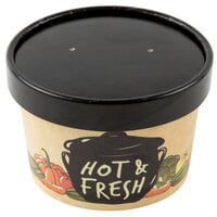 Choice 8 oz. Medley Double Poly-Coated Paper Soup / Hot Food Cup with Vented Paper Lid - 250/Case