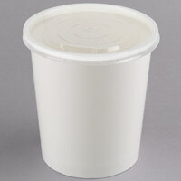 Choice 32 oz. White Double Poly-Coated Paper Food Cup with Vented Plastic Lid - 250/Case