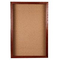 Aarco CBC3624S 36 inch x 24 inch Enclosed Hinged Souvenir and Memorabilia Display Case with Cherry Finish
