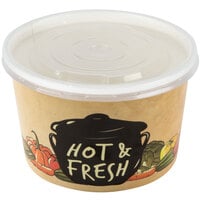 Choice 8 oz. Medley Double Poly-Coated Paper Soup / Hot Food Cup with Vented Plastic Lid - 250/Case