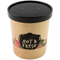 Choice 32 oz. Medley Double Poly-Coated Paper Soup / Hot Food Cup with Vented Paper Lid - 250/Case