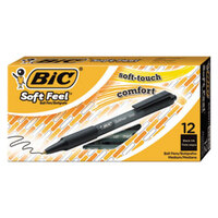 Bic SCSM11BK Soft Feel Black Ink with Black Barrel 1mm Retractable Ballpoint Pen - 12/Pack