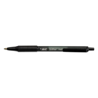 Bic SCSM11BK Soft Feel Black Ink with Black Barrel 1mm Retractable Ballpoint Pen - 12/Pack