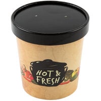 Choice 16 oz. Medley Double Poly-Coated Paper Soup / Hot Food Cup with Vented Paper Lid - 250/Case