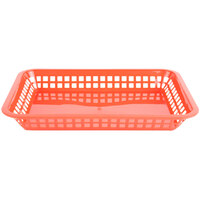 Choice 12 inch x 8 1/2 inch x 1 1/2 inch Red Rectangular Plastic Fast Food Basket - 12/Pack