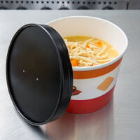 Choice 64 oz. Soup Design Double Poly-Coated Paper Soup / Hot Food Cup with Vented Paper Lid - 100/Case
