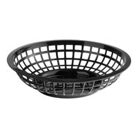 Choice 8" x 2" Round Black Plastic Fast Food Basket - 12/Pack