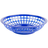 Choice 8 inch x 2 inch Round Blue Plastic Fast Food Basket - 12/Pack