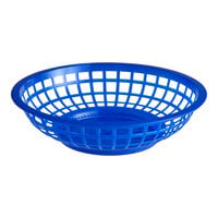 Choice 8" x 2" Round Blue Plastic Fast Food Basket - 12/Pack
