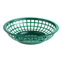 Choice 8" x 2" Round Forest Green Plastic Fast Food Basket - 12/Pack