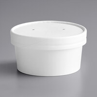 Choice 6 oz. White Double Poly-Coated Paper Food Cup with Vented Paper Lid - 250/Case