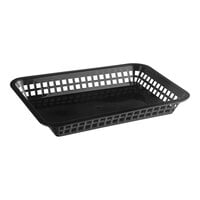 Choice 12" x 8 1/2" x 1 1/2" Black Rectangular Plastic Fast Food Basket - 12/Pack