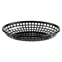 Choice 9 1/4 inch x 5 3/4 inch x 1 1/2 inch Black Oval Plastic Fast Food Basket - 12/Pack