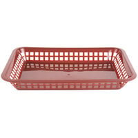 Choice 12 inch x 8 1/2 inch x 1 1/2 inch Brown Rectangular Plastic Fast Food Basket - 12/Pack