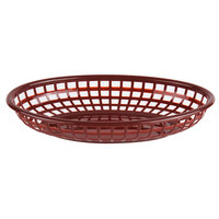 Choice 9 1/4 inch x 5 3/4 inch x 1 1/2 inch Brown Oval Plastic Fast Food Basket - 12/Pack