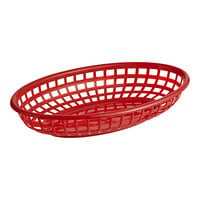 Choice 9 1/4" x 5 3/4" x 1 1/2" Brown Oval Plastic Fast Food Basket - 12/Pack
