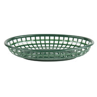 Choice 9 1/4 inch x 5 3/4 inch x 1 1/2 inch Forest Green Oval Plastic Fast Food Basket - 12/Pack
