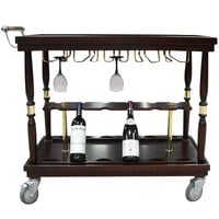 Bon Chef 50071 39 inch x 20 inch x 33 1/2 inch Hardwood Mahogany Wine Serving Cart