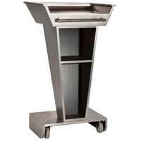 Bon Chef 50301 27 1/8 inch x 21 3/4 inch x 48 inch Laminate Contemporary Podium with Stainless Steel Finish