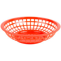 Choice 8 inch x 2 inch Round Red Plastic Fast Food Basket - 12/Pack