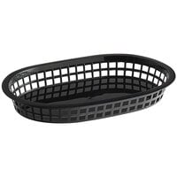 Choice 11 inch x 7 inch x 1 1/2 inch Black Oval Plastic Fast Food Basket - 12/Pack