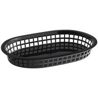 Choice 11" x 7" x 1 1/2" Black Oval Plastic Fast Food Basket - 12/Pack