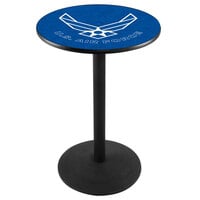 Holland Bar Stool L214B3628AirFor 30 inch Round United States Air Force Pub Table with Black Round Base