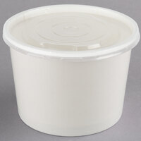 Choice 12 oz. White Double Poly-Coated Paper Food Cup with Vented Plastic Lid - 25/Pack